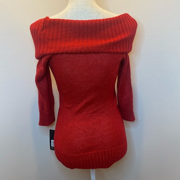 BCX Red Sparkle Off-the-Shoulder Sweater - Picture 7 of 7
